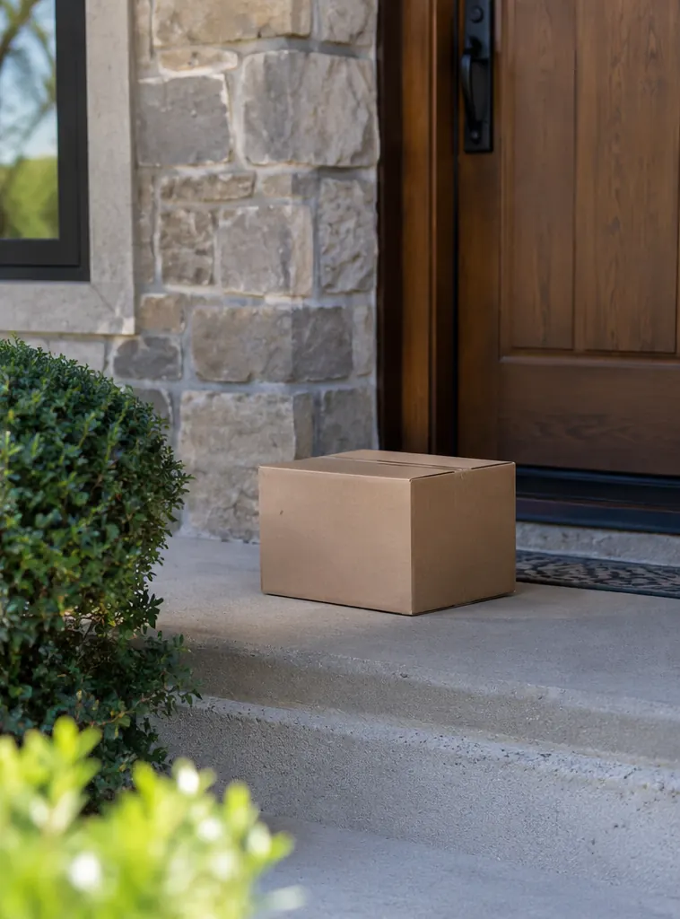Discreet refill package waiting at the door