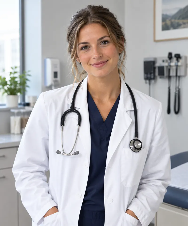 Licensed provider in a private exam room